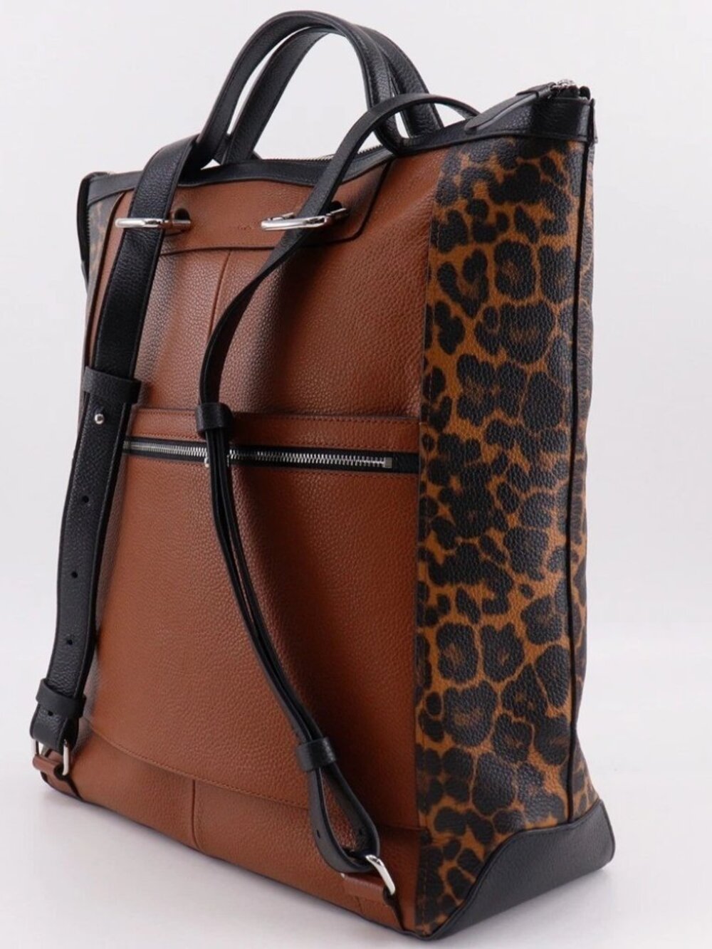 COLE HAAN Grand Ambition Handbag 3WAYTote Bag Leopard Pattern Brown / blac... - Picture 3 of 11